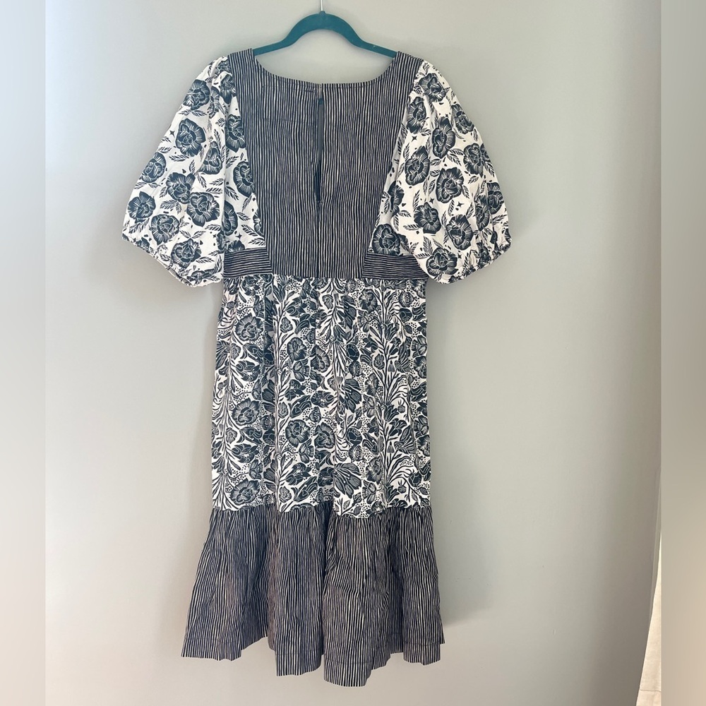 Anthropologie Blooming print Adrienne Flounced Cotton Floral Midi Dress NWT - Picture 8 of 12